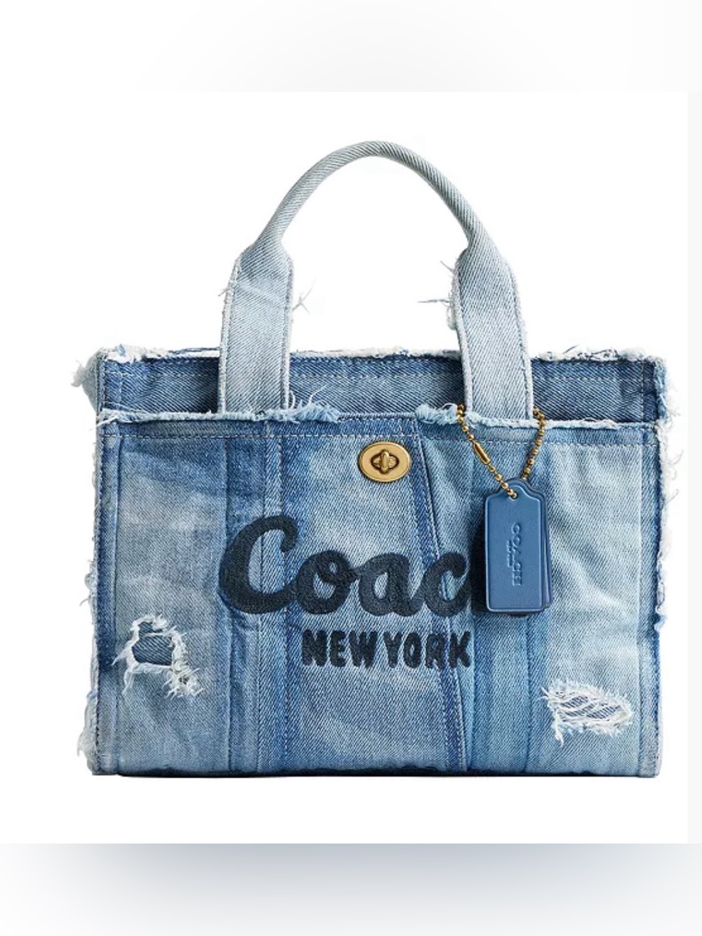COACH REPURPOSED/LOVED PATCHWORK DENIM CARGO TOTE BAG 26!! - Picture 13 of 14